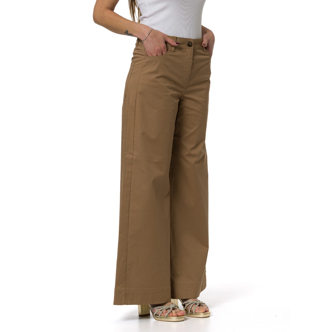 Pantaloni wide leg in gabardina Emme Marella
