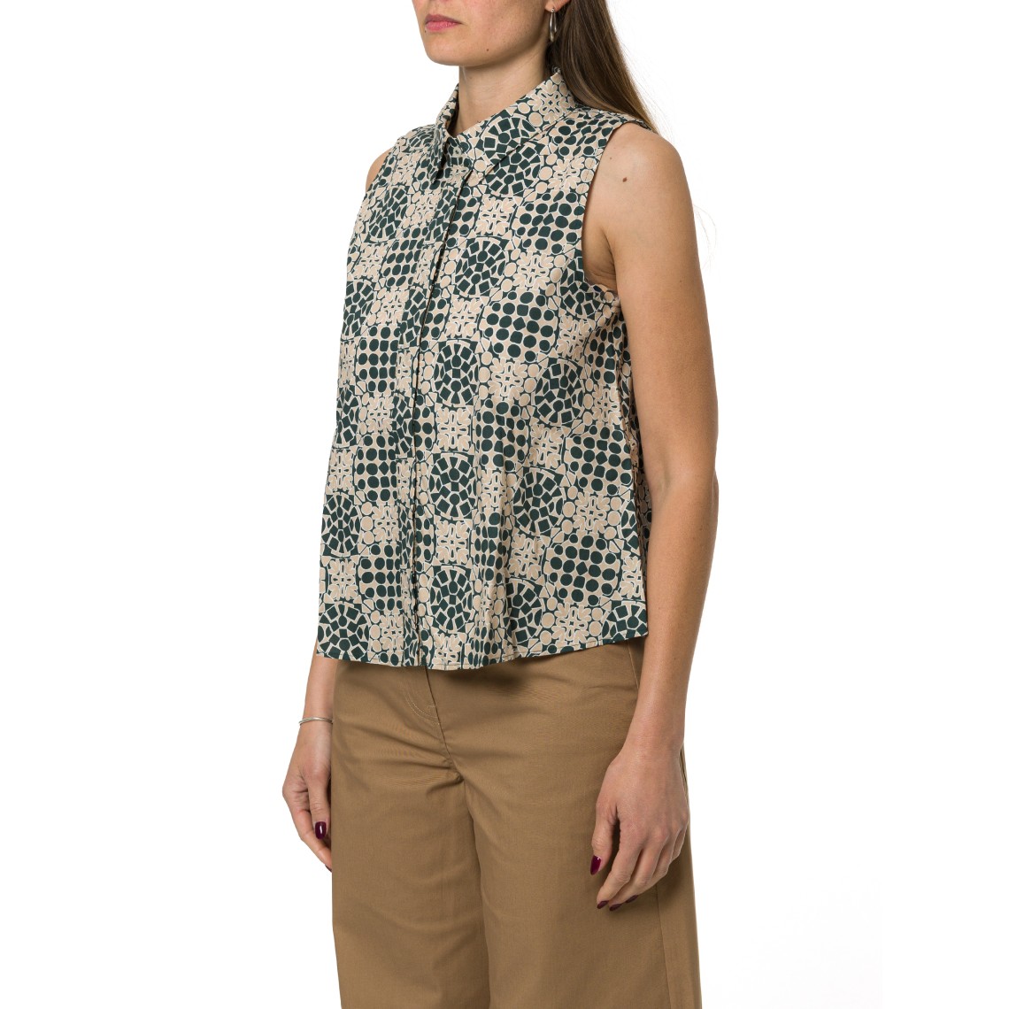 Camicia smanicata in popeline stampato Emme Marella