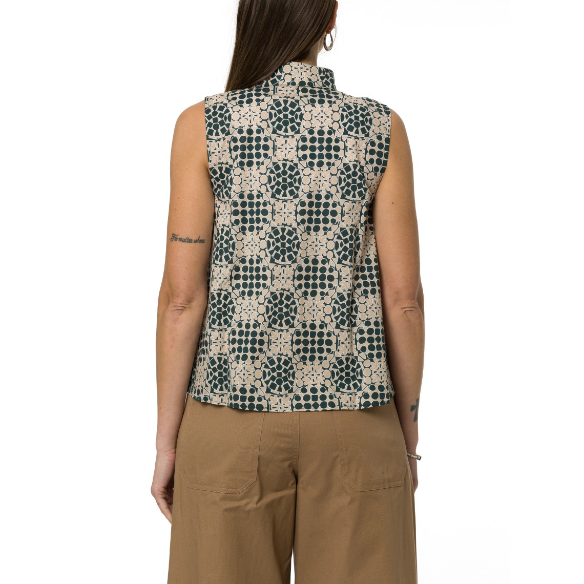 Camicia smanicata in popeline stampato Emme Marella