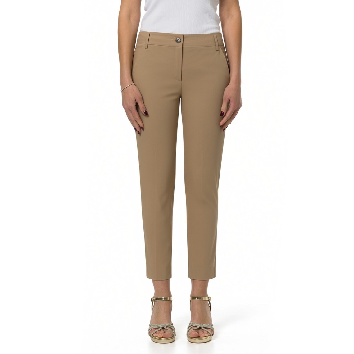 Pantaloni dritto in popeline stretch Emme Marella