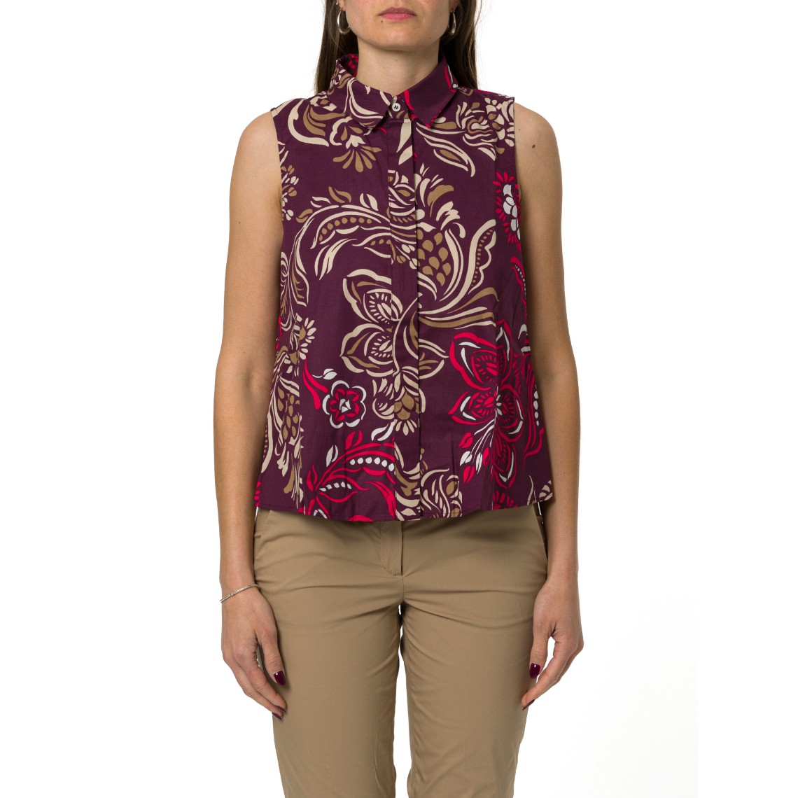 Camicia smanicata in popeline stampato Emme Marella