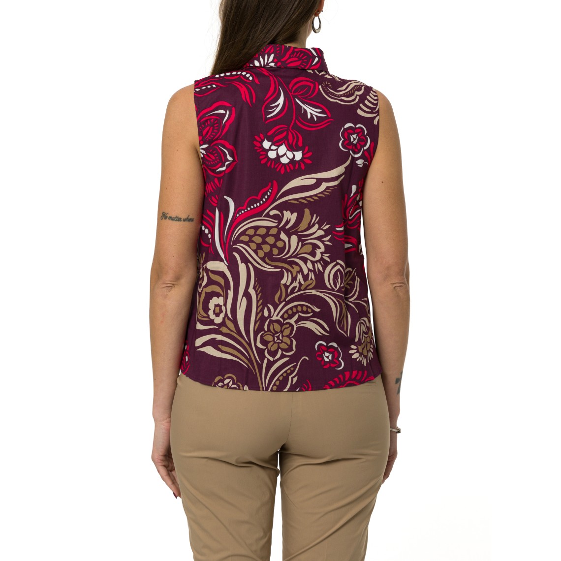 Camicia smanicata in popeline stampato Emme Marella