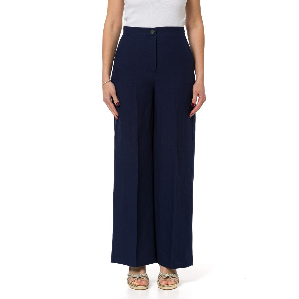 Pantalone fluido in viscosa e lino Emme Marella