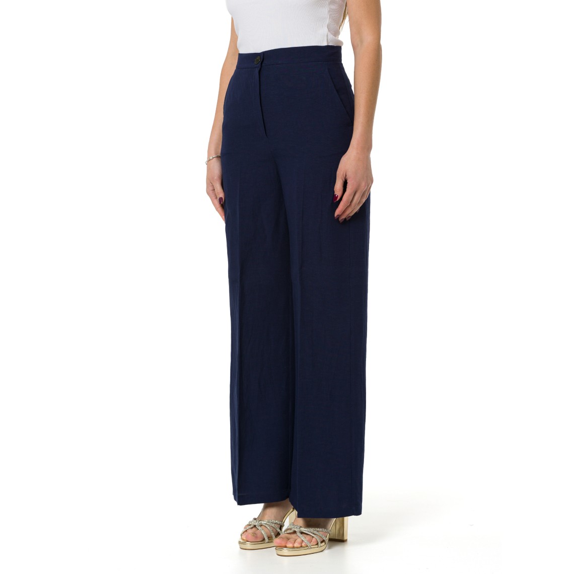 Pantalone fluido in viscosa e lino Emme Marella