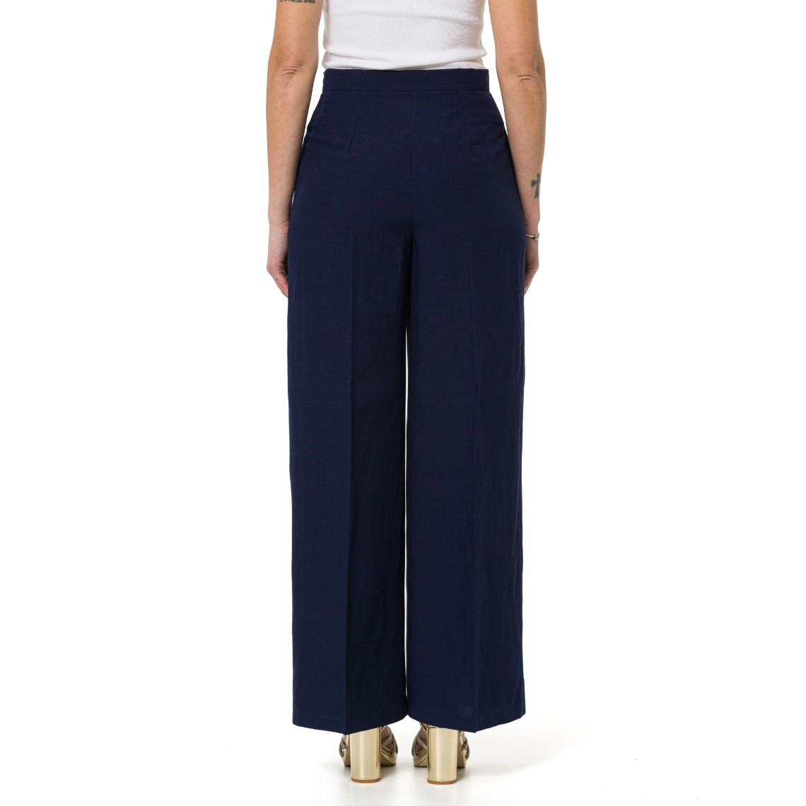 Pantalone fluido in viscosa e lino Emme Marella