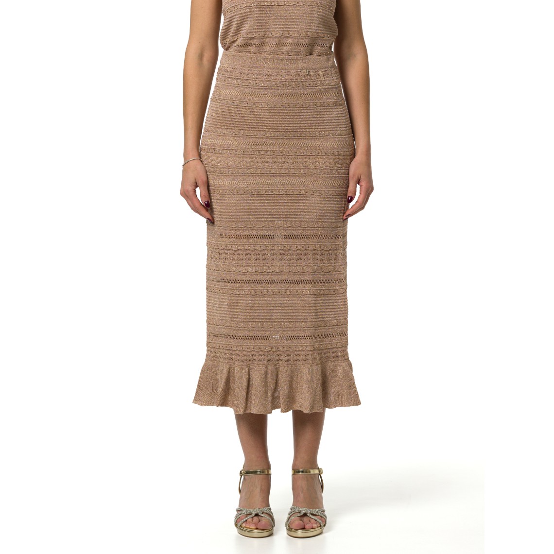 Gonna in maglia traforata con lurex Liu Jo