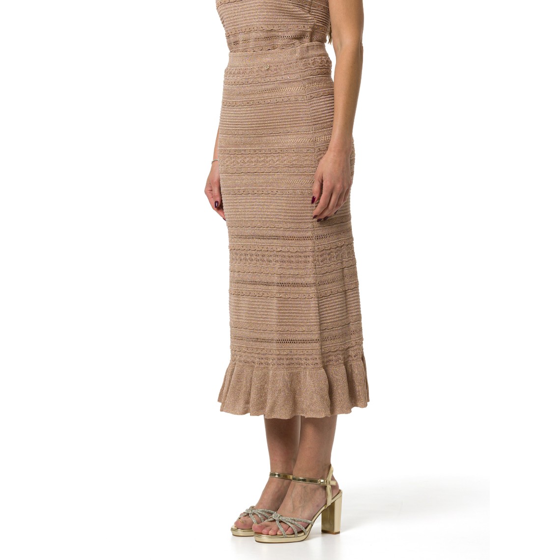 Gonna in maglia traforata con lurex Liu Jo