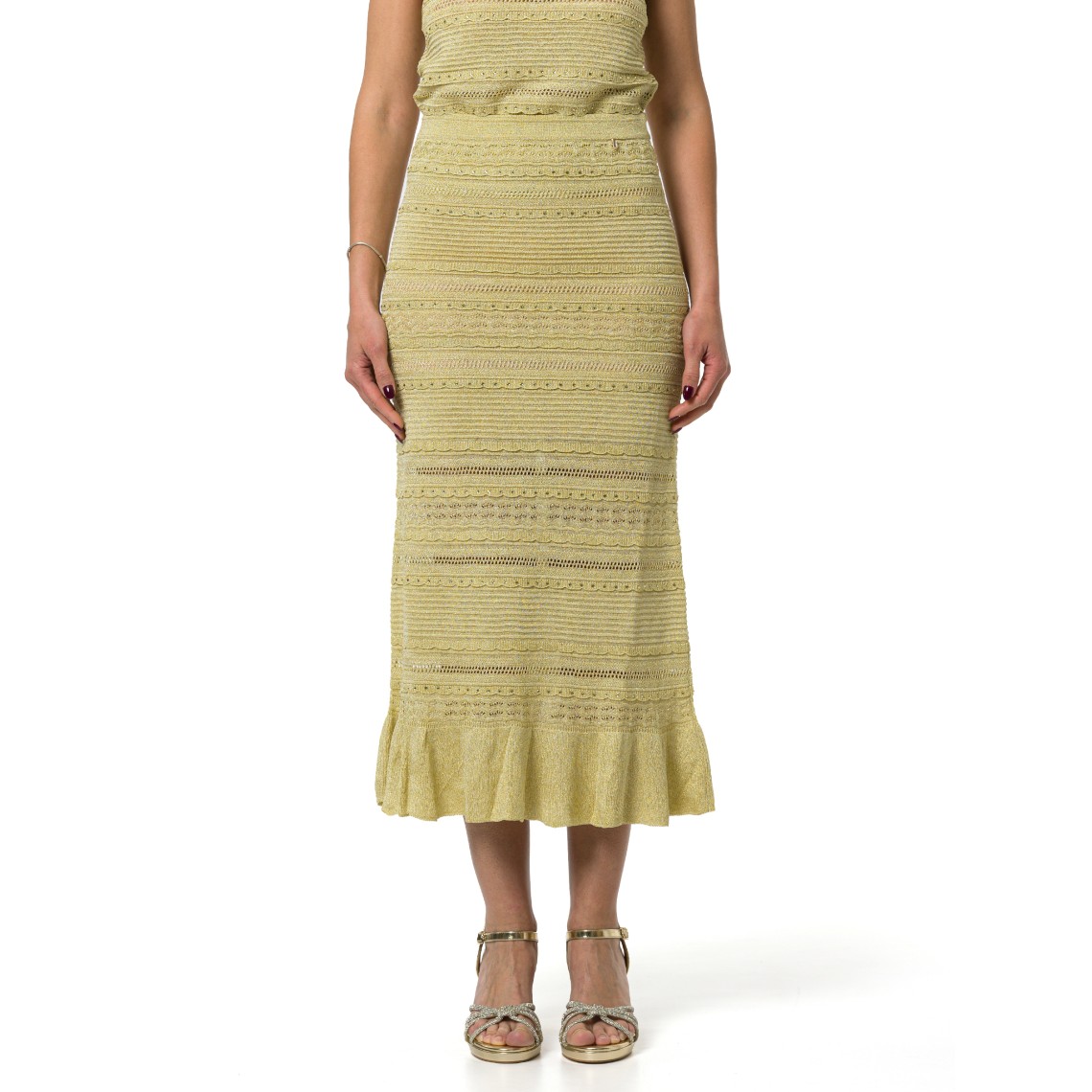 Gonna in maglia traforata con lurex Liu Jo
