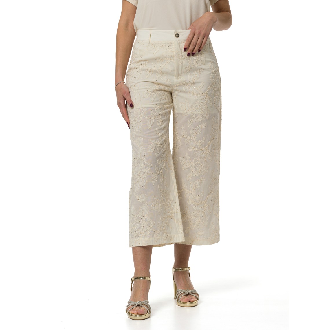 Pantaloni con ricami e paillettes Liu Jo
