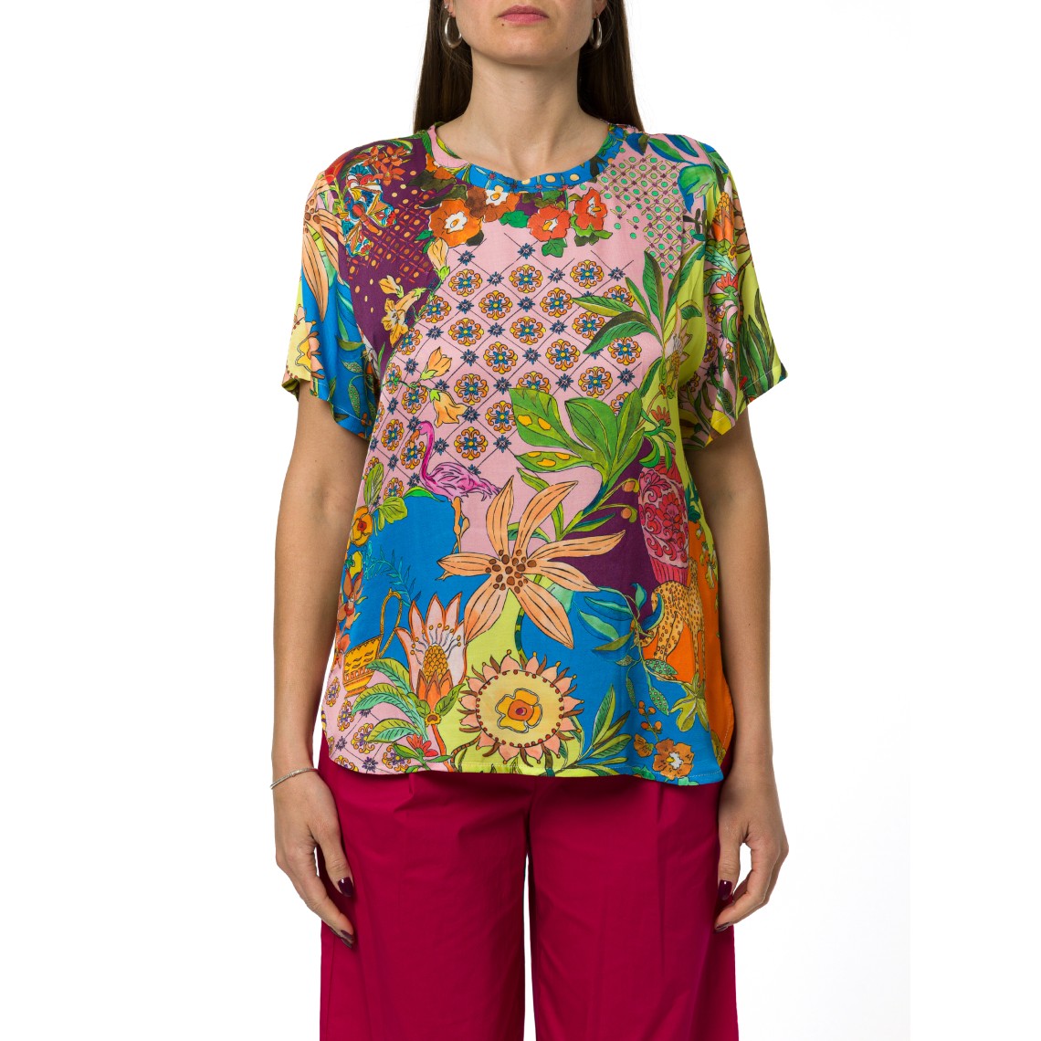 T-shirt in raso stampato Liu Jo