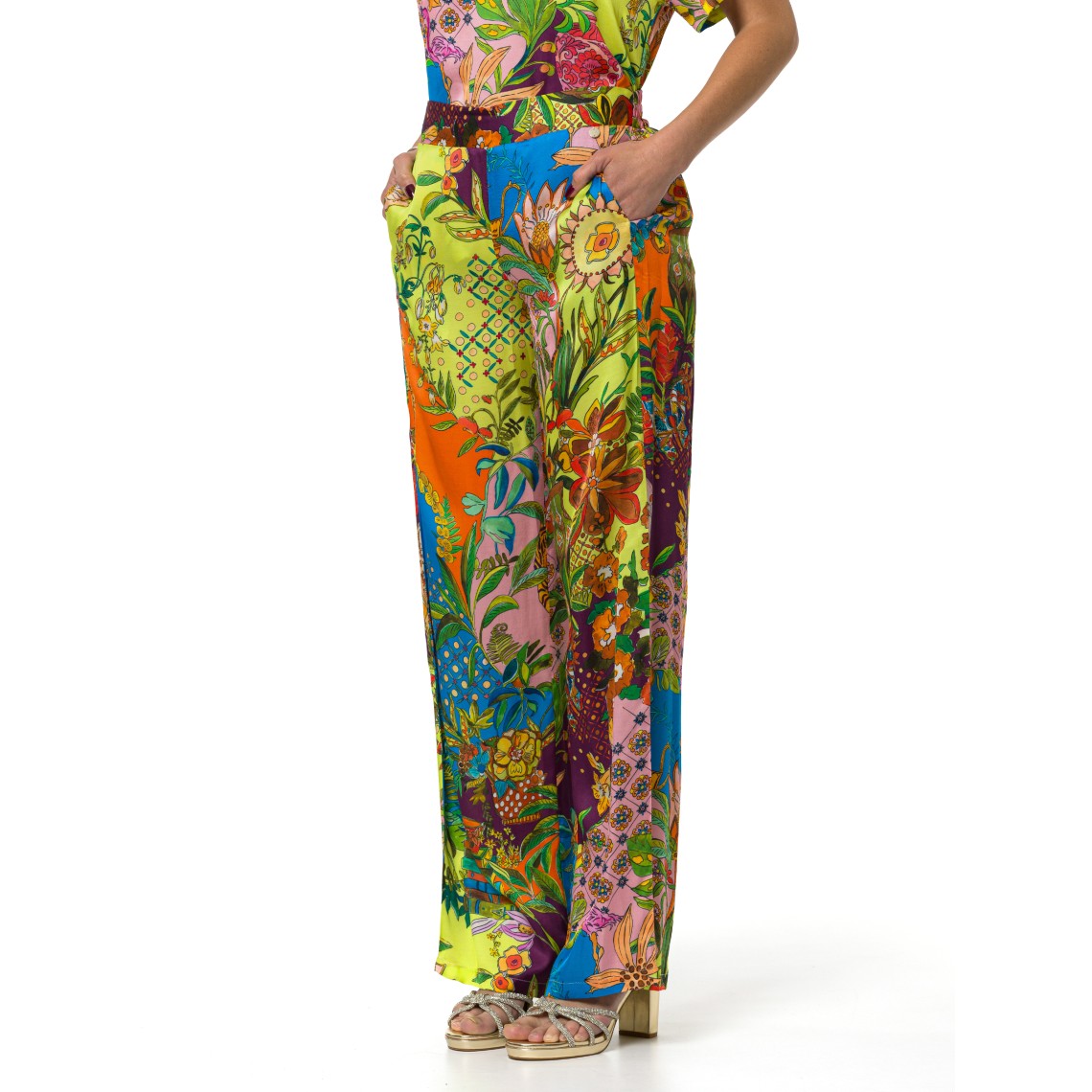 Pantaloni in raso stampato Liu Jo