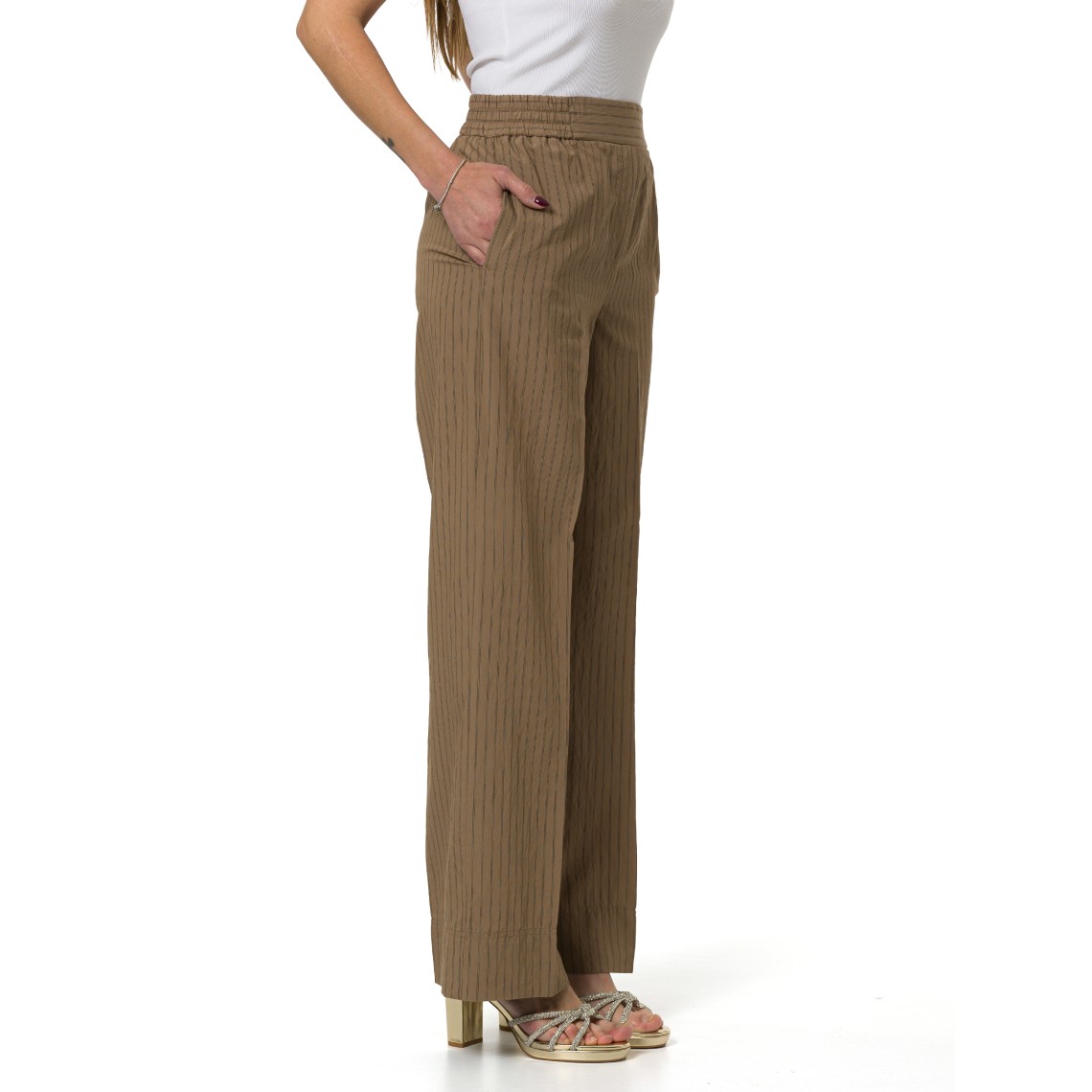 Pantaloni dritti in misto viscosa Emme Marella