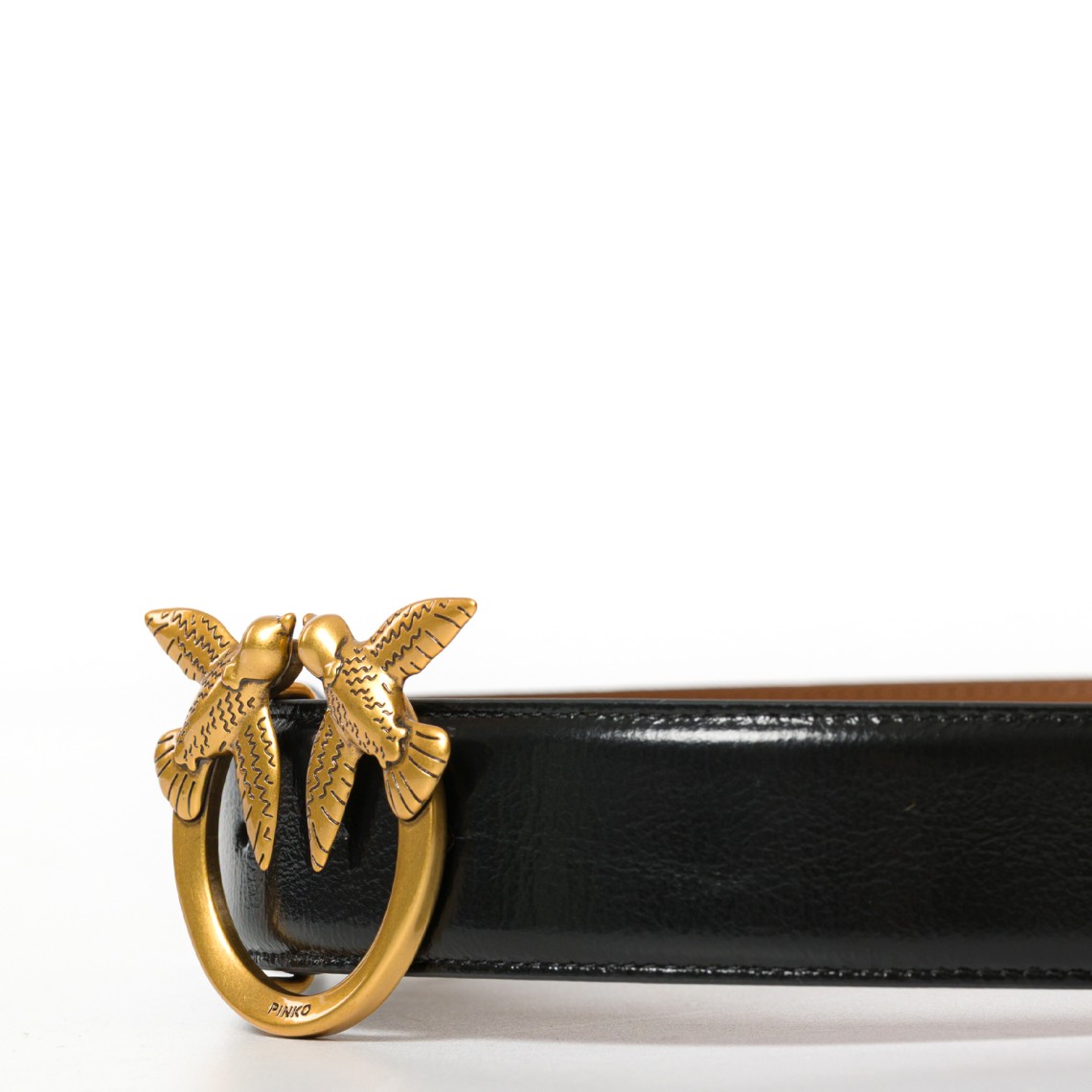 Cintura in pelle con fibbia Love Birds Pinko
