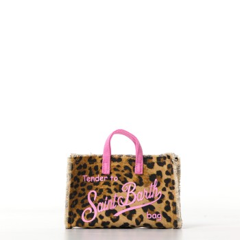 Borsa Phone micro in canvas con fantasia leopardata Mc2...