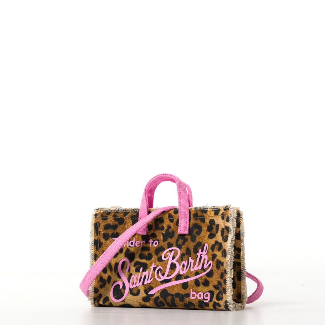 Borsa Phone micro in canvas con fantasia leopardata Mc2 Saint Barth