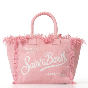 Borsa Vanity regular rosa in canvas con frange Mc2 Saint...