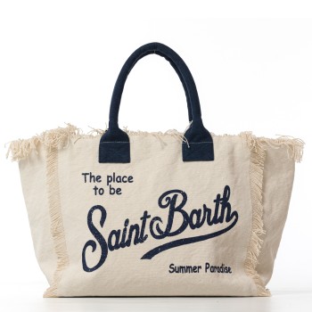 Borsa Vanity regular bianca in canvas con frange Mc2...