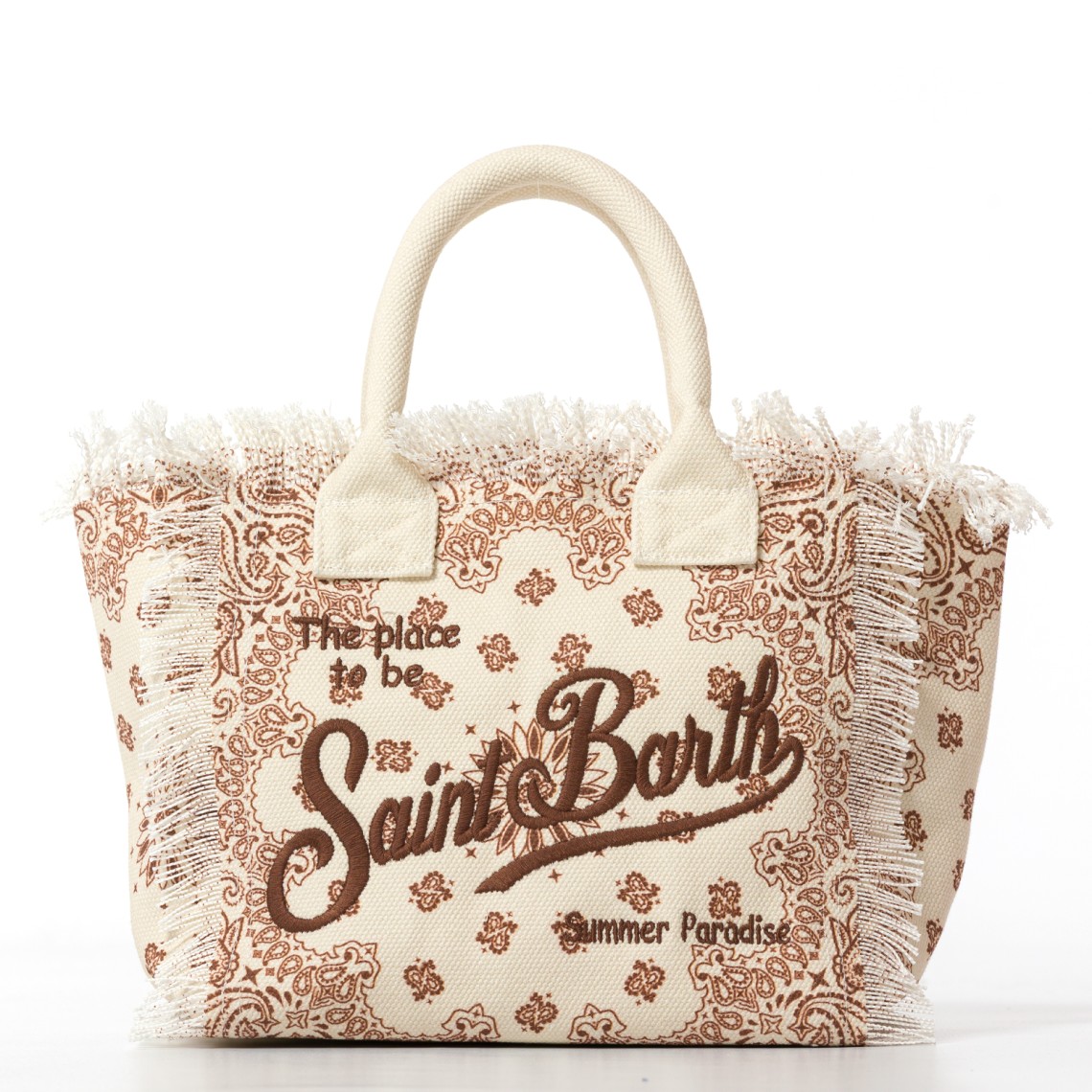 Borsa Colette in canvas beige con stampa bandana Mc2 Saint Barth