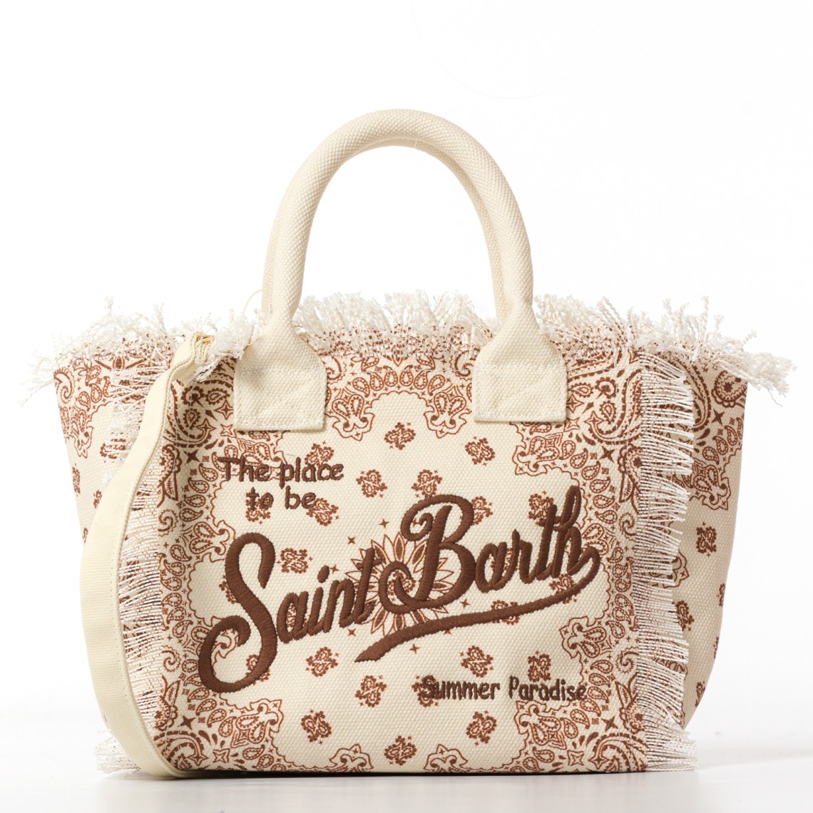 Borsa Colette in canvas beige con stampa bandana Mc2 Saint Barth