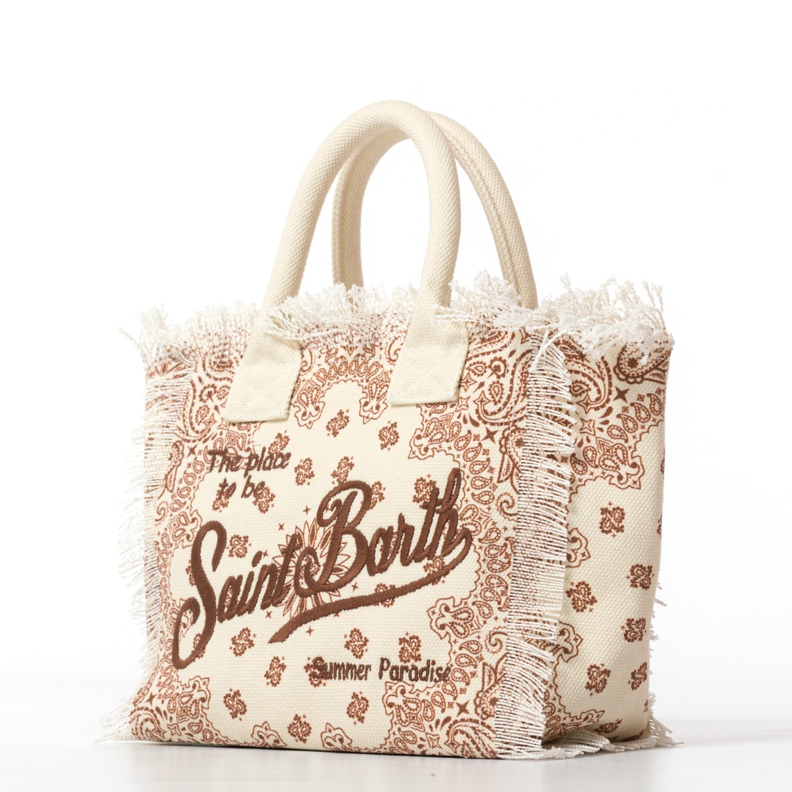 Borsa Colette in canvas beige con stampa bandana Mc2 Saint Barth