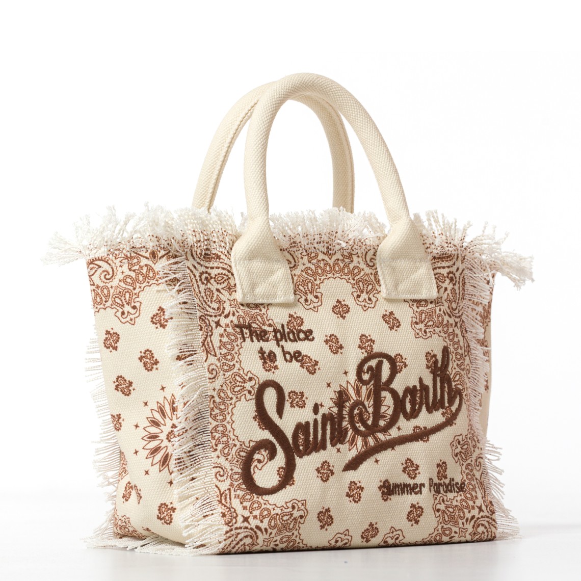 Borsa Colette in canvas beige con stampa bandana Mc2 Saint Barth