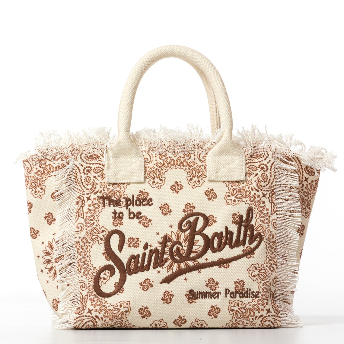 Borsa Colette in canvas beige con stampa bandana Mc2 Saint Barth