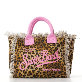 Borsa Colette Sand Leopard in canvas Mc2 Saint Barth