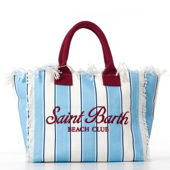 Borsa Vanity regular in canvas a righe azzurre Mc2 Saint...