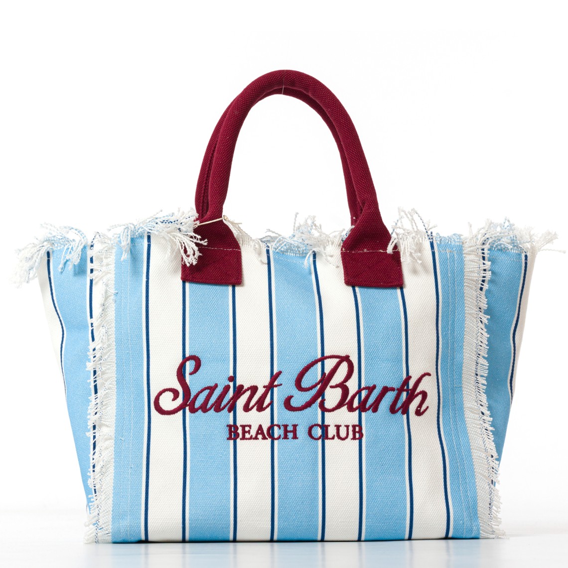 Borsa Vanity regular in canvas a righe azzurre Mc2 Saint Barth