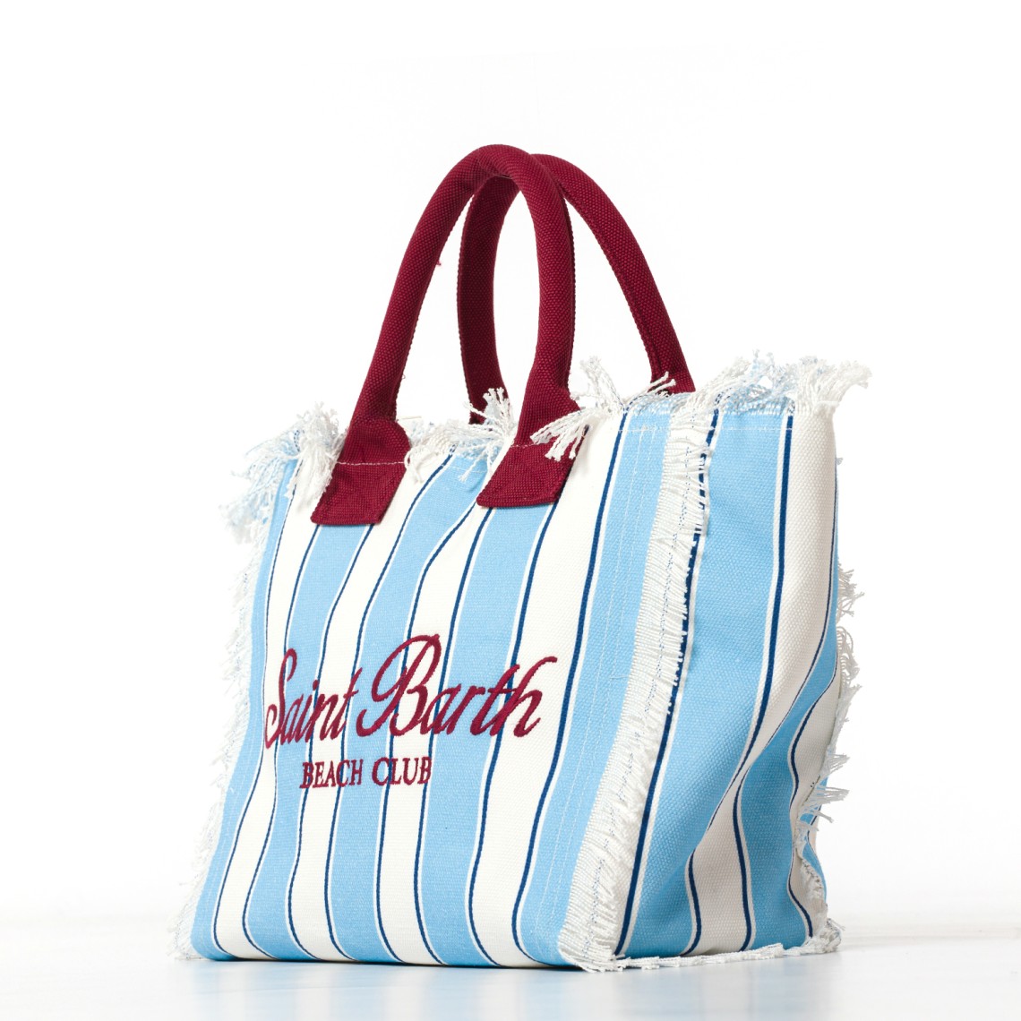 Borsa Vanity regular in canvas a righe azzurre Mc2 Saint Barth
