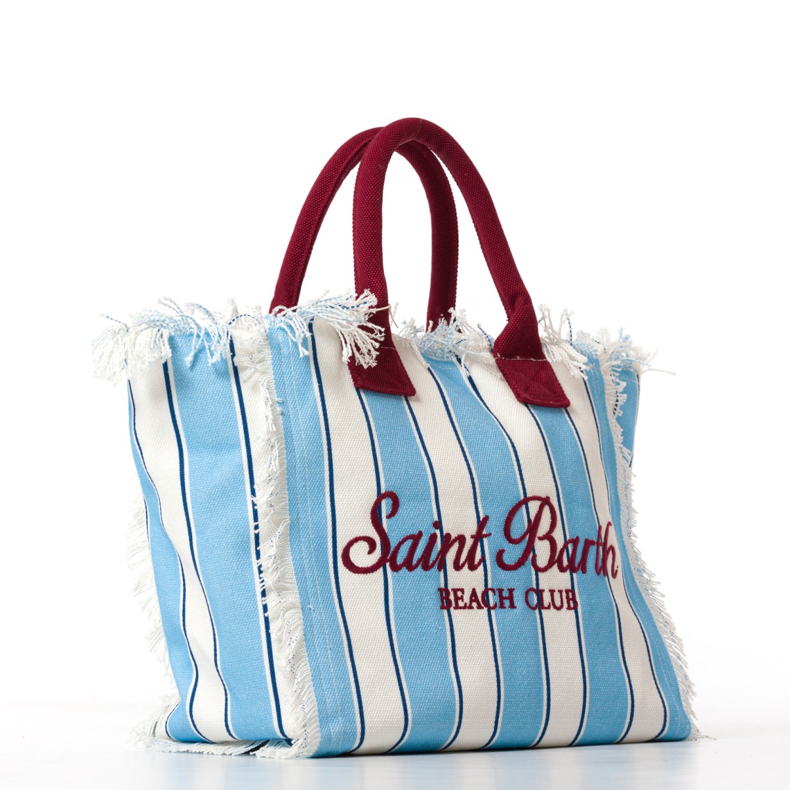 Borsa Vanity regular in canvas a righe azzurre Mc2 Saint Barth