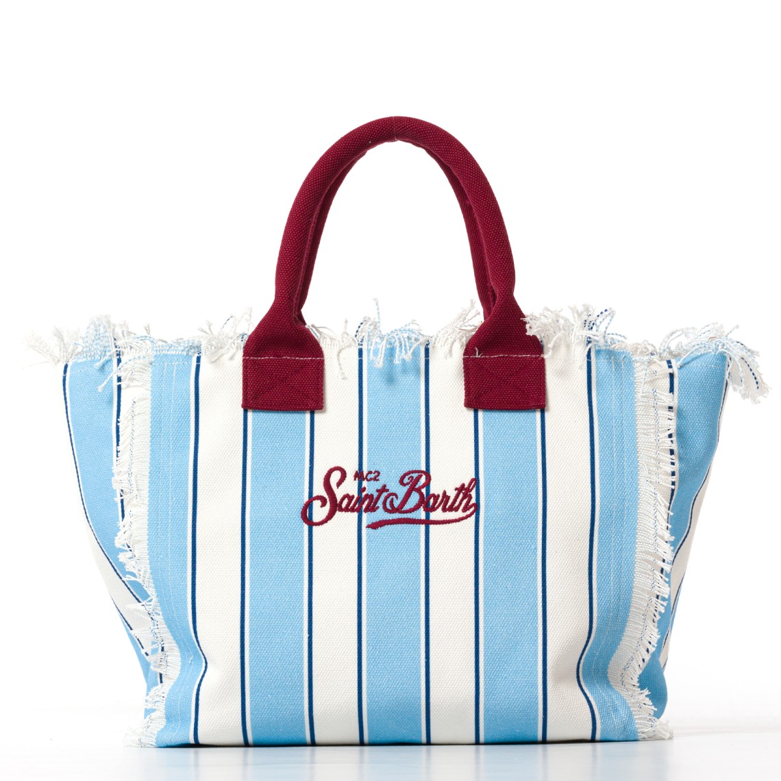 Borsa Vanity regular in canvas a righe azzurre Mc2 Saint Barth
