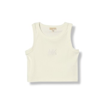 Canotta crop in cotone con logo Michael Kors bambina