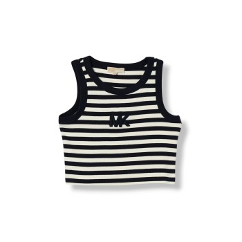 Canotta crop in cotone con logo Michael Kors bambina