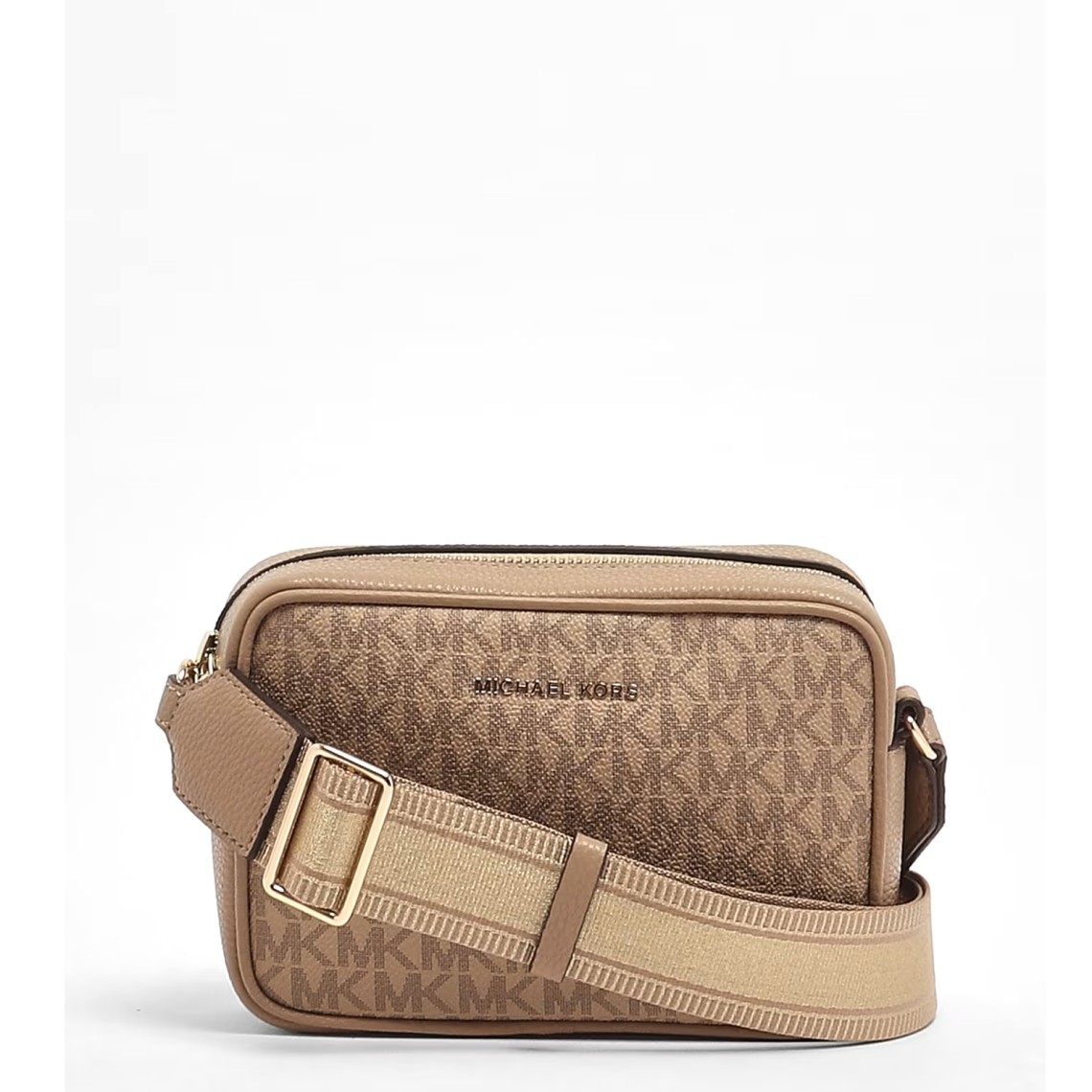 Borsa Jet Set Michael Kors in cotone spalmato a grana con monogram MK stampato