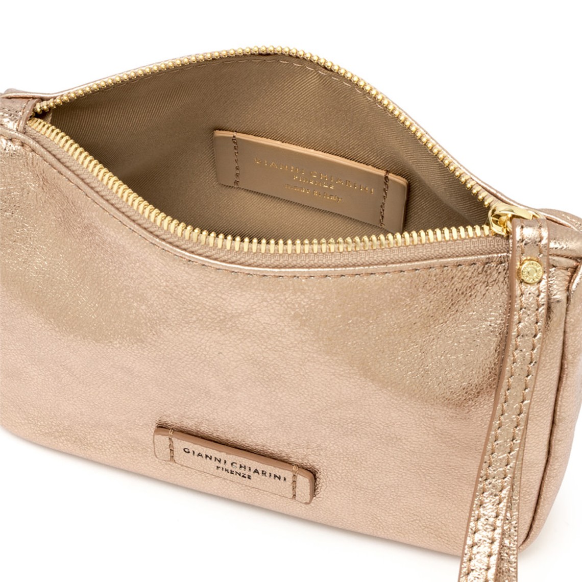 Borsa in suede laminato Nora Pouch Gianni Chiarini
