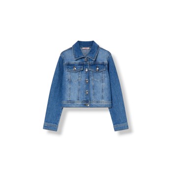 Giubbotto in denim con ricamo macramè Liu Jo Kids