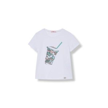 T-shirt con stampa e castoni Liu Jo Kids