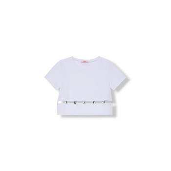 T-shirt con cut-out e castoni Liu Jo Kids