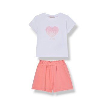 Coordinato in cotone con strass Liu Jo Kids