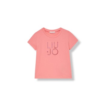 T-shirt con logo e strass Liu Jo Kids