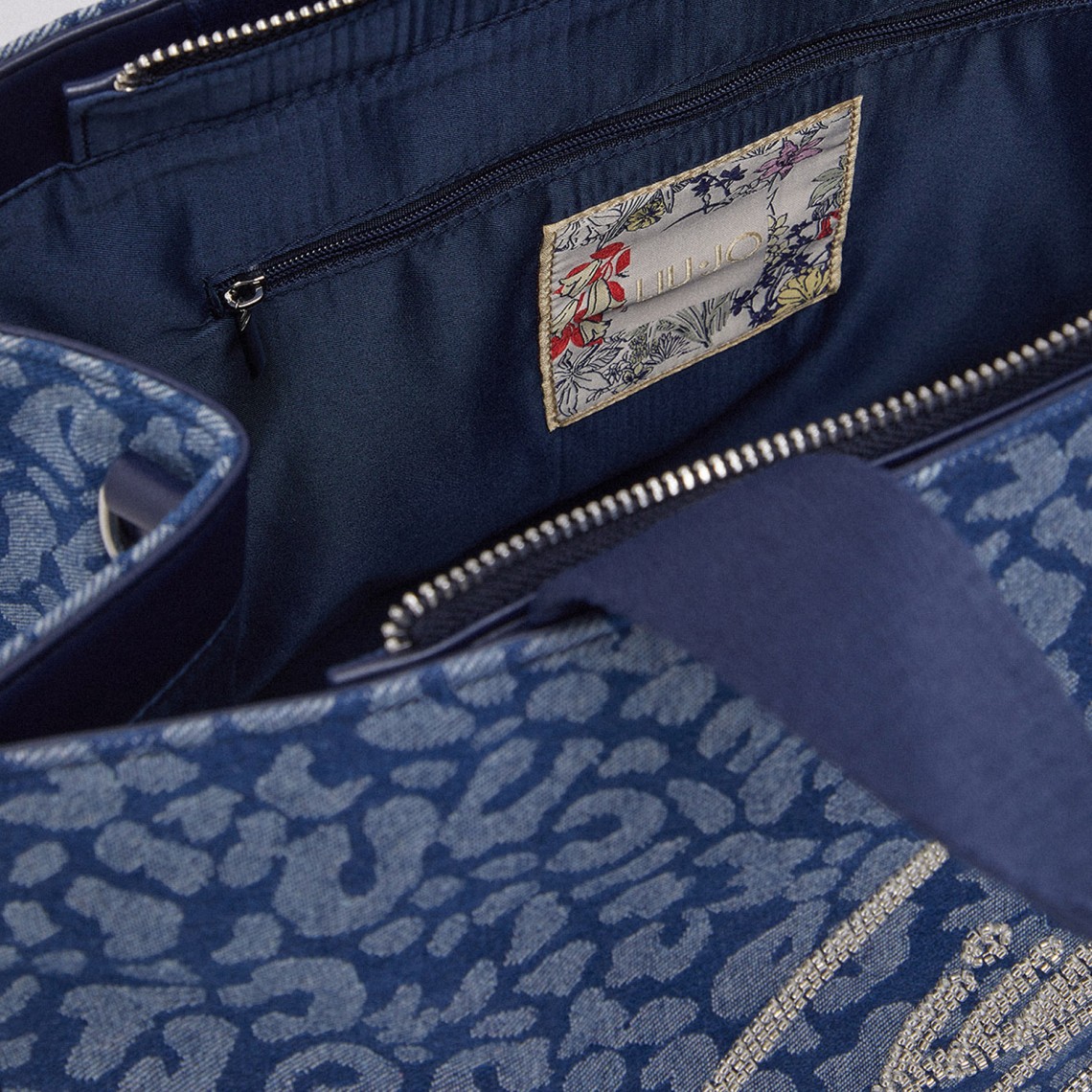 Borsa tote grande in denim animalier Liu Jo