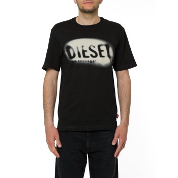 T-shirt con logo sbiadito Diesel