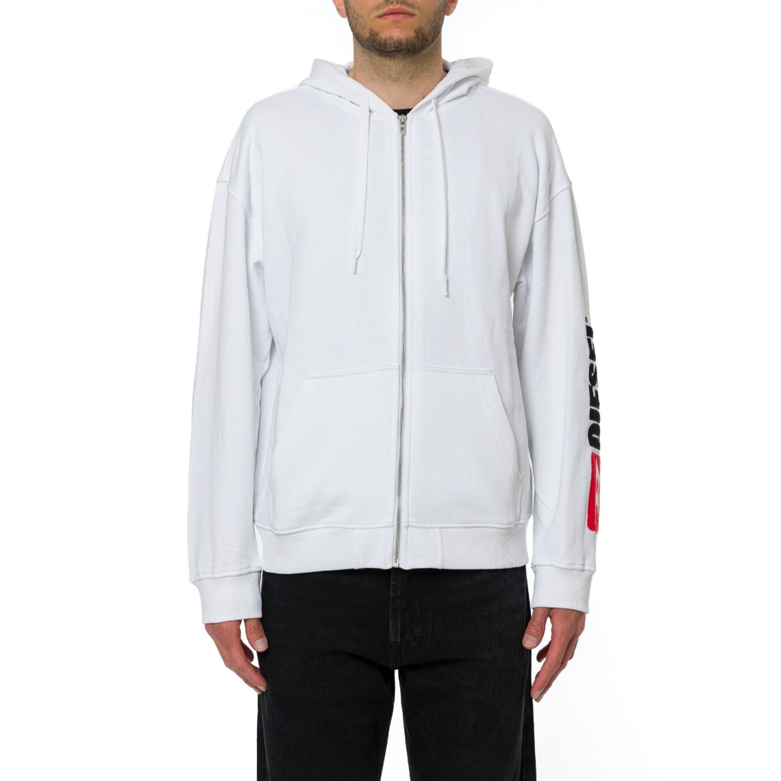 Felpa con zip e cappuccio e ricamo logo Diesel