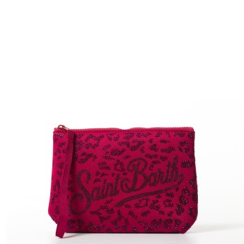 Pochette Aline in scuba con stampa leopardata Mc2 Saint Barth