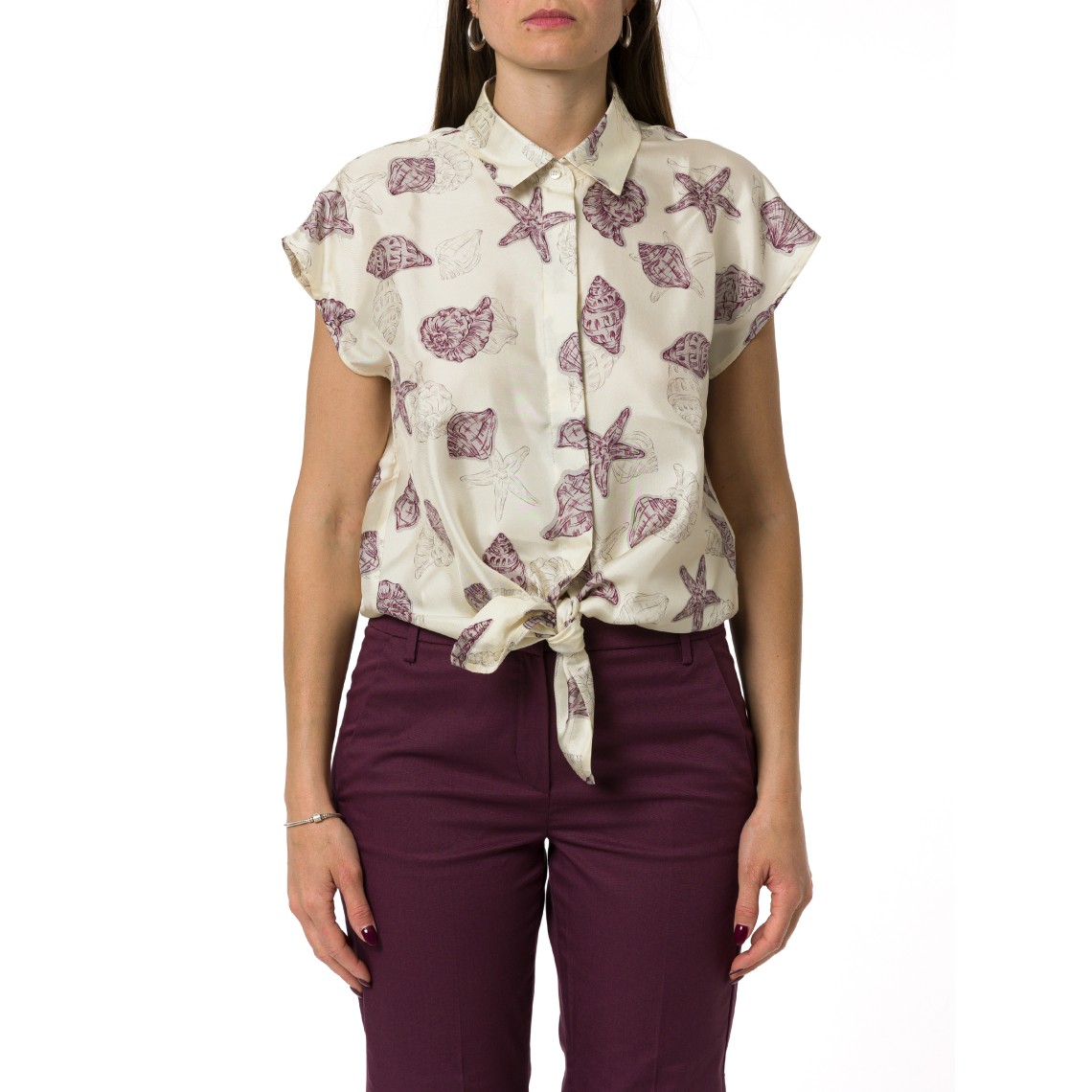 Camicia in twill di seta con nodo Marella