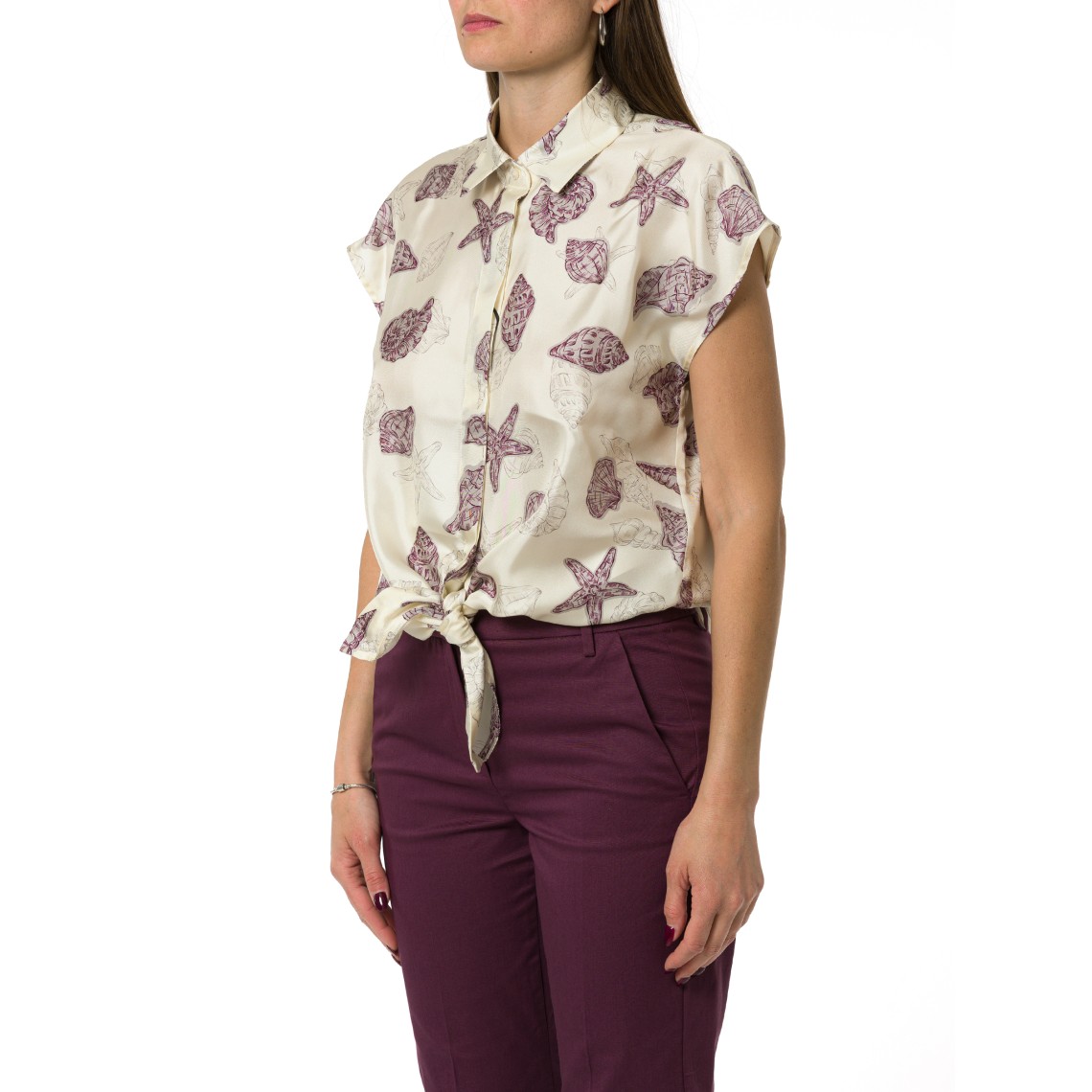 Camicia in twill di seta con nodo Marella