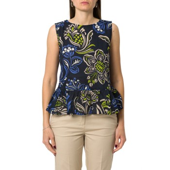 Top in mussola di cotone stampata con balze Emme Marella