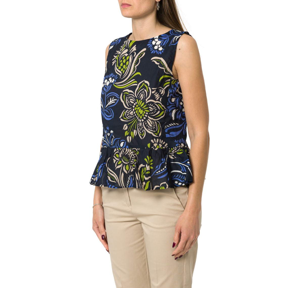 Top in mussola di cotone stampata con balze Emme Marella