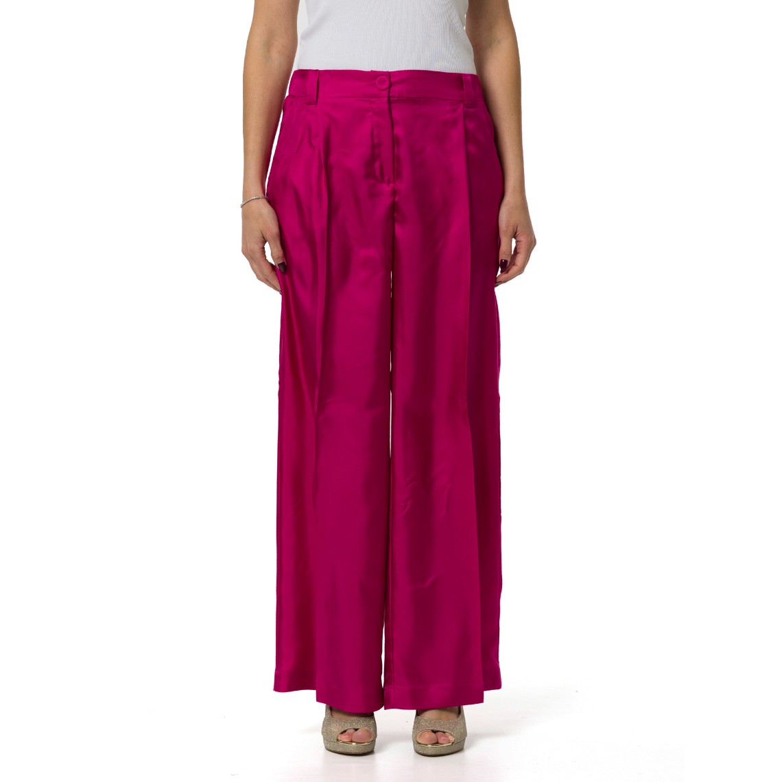 Pantaloni in twill di seta Marella